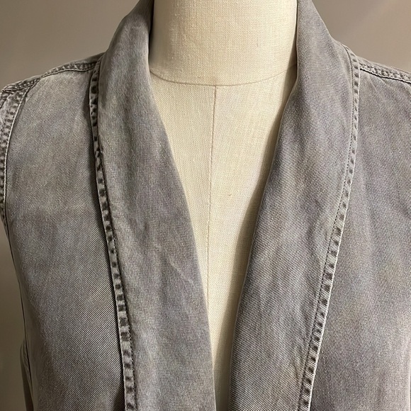 MAX JEANS women’s Drape Open Front Utility soft Vest adj draw string waist XS - Picture 4 of 15